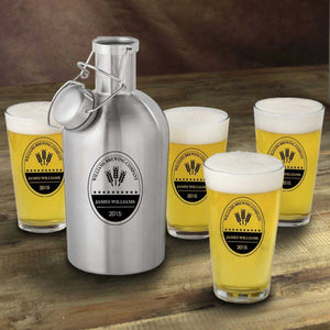 Stainless Steel Beer Growler with Pint Glass Set | JDS