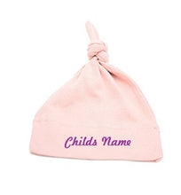 Load image into Gallery viewer, Custom Personalized Monogrammed/Embroidered Top Knot Baby Beanie Hat