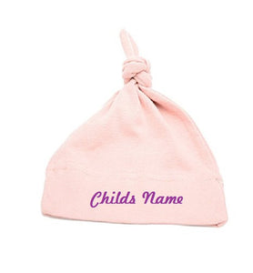 Custom Personalized Monogrammed/Embroidered Top Knot Baby Beanie Hat