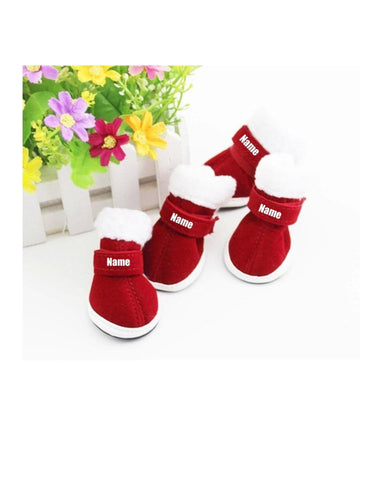 Custom Personalize Design Your Puppy Dog Christmas Shoes Booties Boots (pet Clothing)