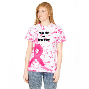 Custom Designed Personalized Tie Dye Breast Cancer Awareness T-shirts