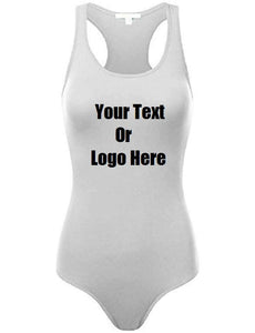 Custom Personalized Designed Womens Basic Solid Soft Stretchy Tank Top Bodysuit