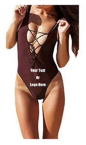 Custom Personalized Designed One Piece Lace Up Bathing Swim Suit