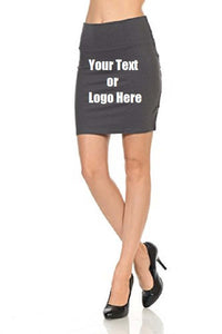 Custom Personalized Designed Women's Solid High Waist Stretch Cotton Span Mini Skirt