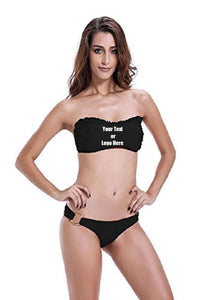 Custom Personalized Designed Women's O-ring Bottom Ruffle Two Piece Bathing Swim Suit