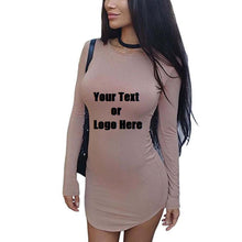 Load image into Gallery viewer, Custom Personalized Designed Womens Long Sleeve Soft Lining Bodycon T-shirt Mini Dress