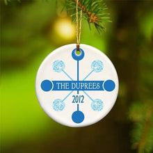 Load image into Gallery viewer, Personalized Blue Contemporary Ceramic Ornament | JDS